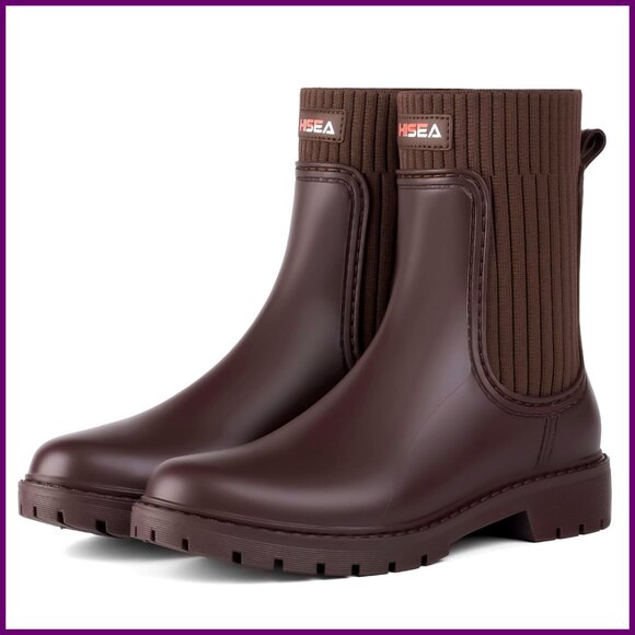 Waterproof Chelsea Rain Boots Women's Lightweight Rubber Garden Shoes